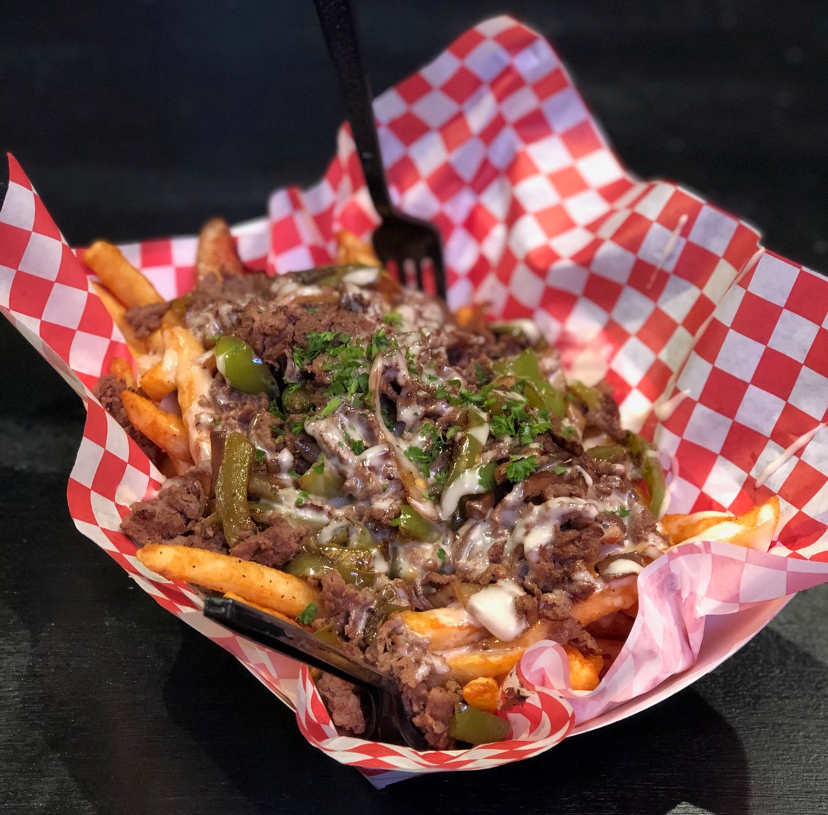 These Philly Fries are so nice we had to post them twice! Grab an order from <a href="/GameDaysj/">GameDay</a> to pair with a tasty craft beer from <a href="/marketbeerco/">Market Beer Co</a>! #SPSMarket #GameDaySJ #MarketBeerCo
