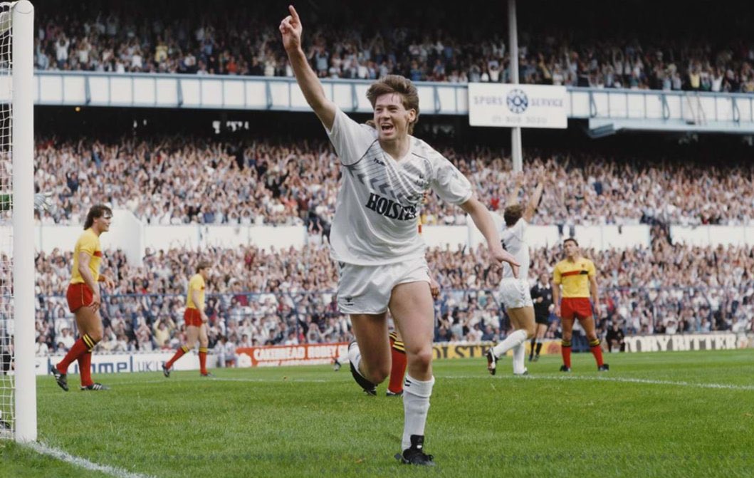 1985:Playing strip changed to white shirts and white shorts.1986:Steve Perryman transferred to Oxford United after making a record 655 League appearances for Spurs.1987:Spurs reach eighth FA Cup Final. Clive Allen sets a new Club record with 49 goals in a single season.