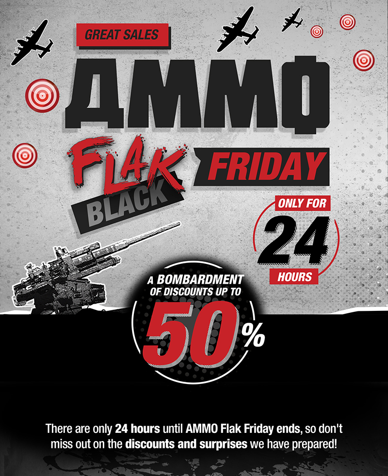 AMMOMIG's tweet photo. WE ARE NOW IN THE FINAL 24 HOURS OF #AMMO #FLAKFRIDAY!
With a wide range of discounts on Models, weathering products, Solution Boxes, books and more, you won't want to miss out!. Discover all Flak Friday offers by clicking here: https://t.co/poUa4bbZqo https://t.co/fpdd841oLu