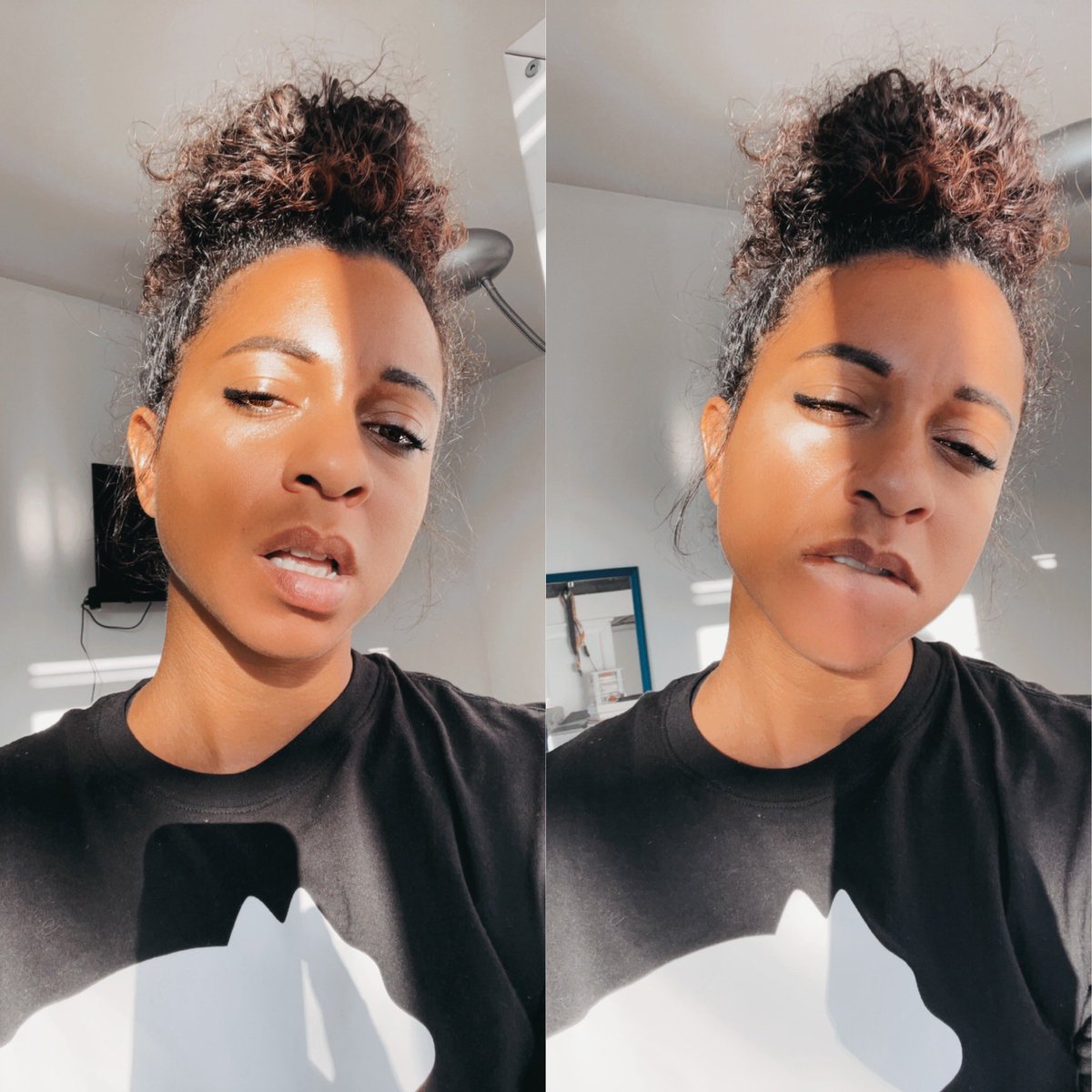 DONT BITE YOUR DUMB LIP! Instead, open your mouth slightly. Still sexy without the man whore effect.