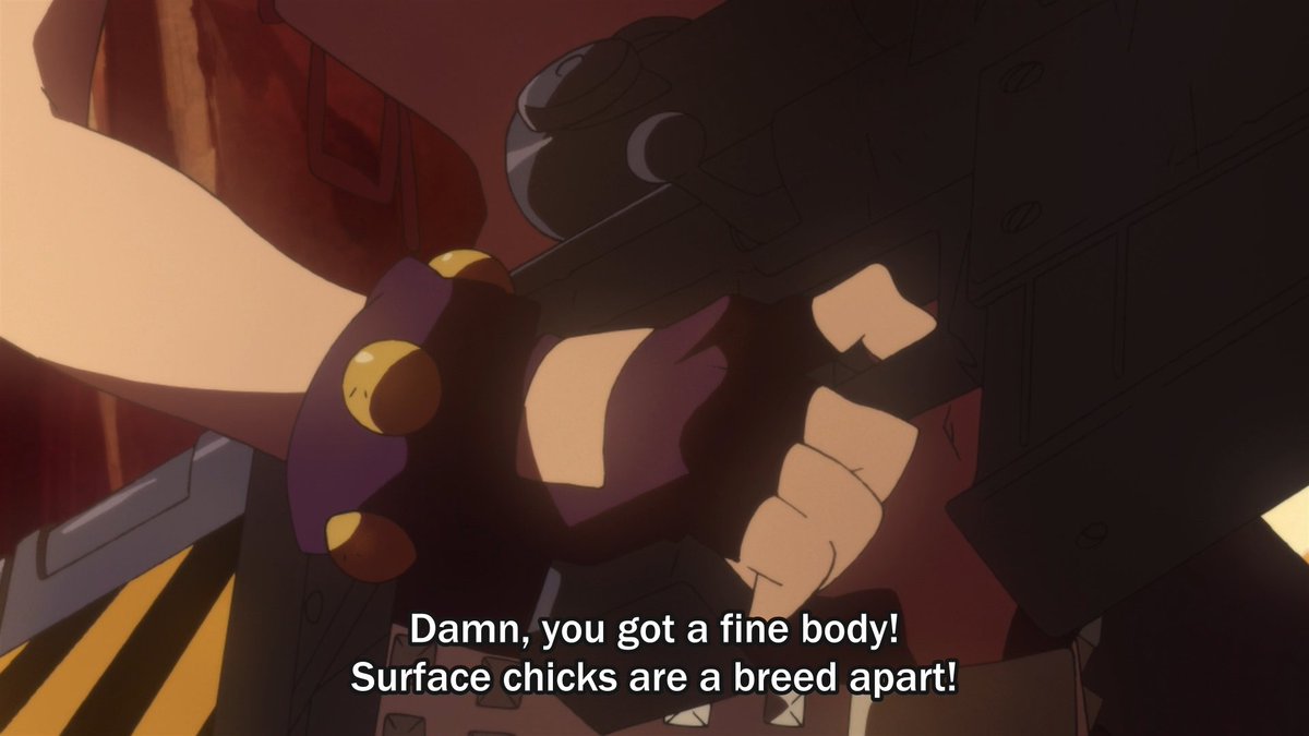 EP1 also showed that Kamina's interest in Yoko isn't superficial, he admires her; he isn't interested in just her looks. His first impression of her was that she's a special fighter from the surface only to then learn that she's (as Kamina puts it) just a "pit-chick" like every..