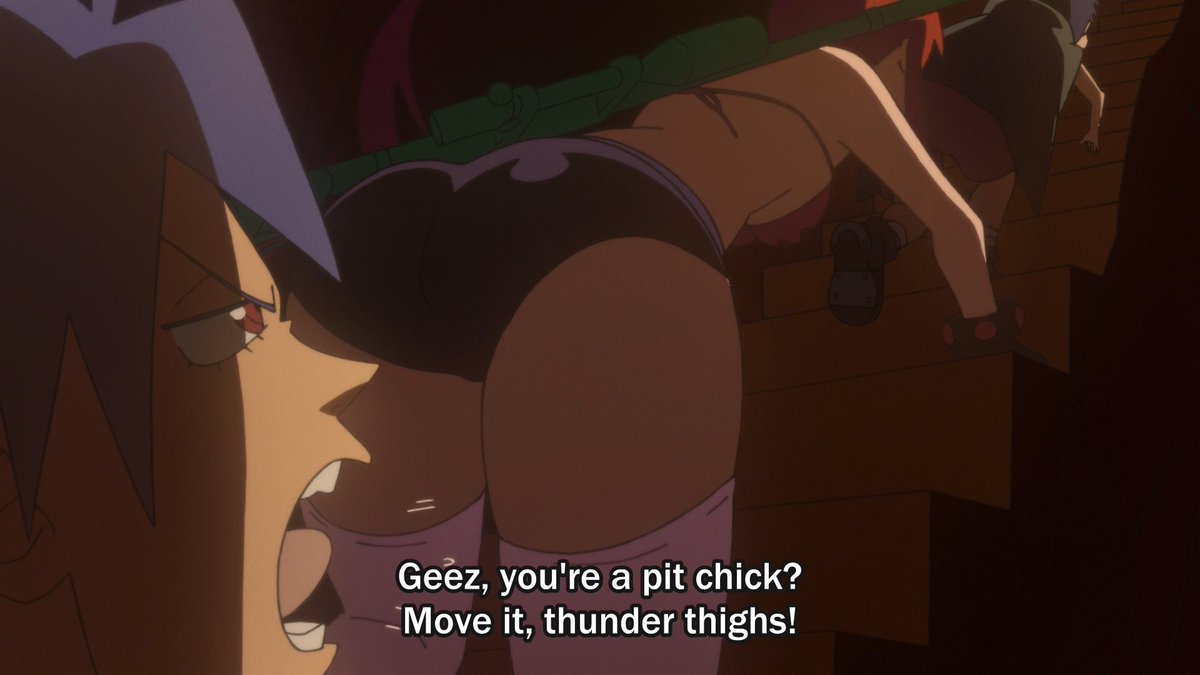 EP1 also showed that Kamina's interest in Yoko isn't superficial, he admires her; he isn't interested in just her looks. His first impression of her was that she's a special fighter from the surface only to then learn that she's (as Kamina puts it) just a "pit-chick" like every..