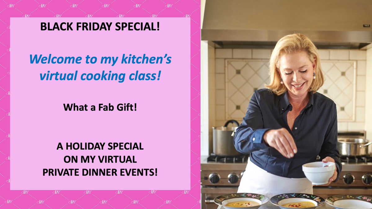 pamflavors's tweet photo. NEW! A #Holiday Special on my #Virtual Private #Dinner Events!
My #CookingClasses make for absolutely unforgettable evenings. Fun + interactive #Zoom classes for 4 - 20 guests. You + your guests will talk about it for years!
More:
https://t.co/jkgaN4BUA5
#cyberweekendsale #foodie https://t.co/VCU0dB28RL