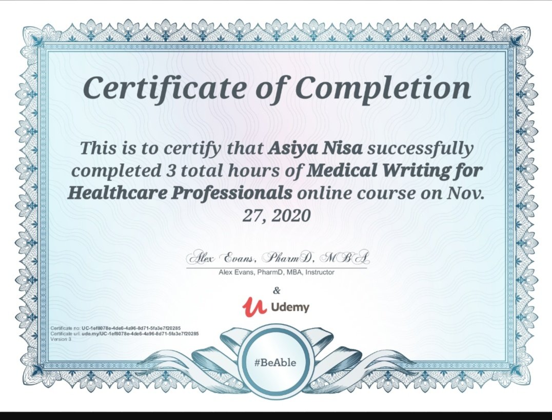 AsiyaNisa's tweet photo. #medicalwritting #course https://t.co/E8UrG4iwS2