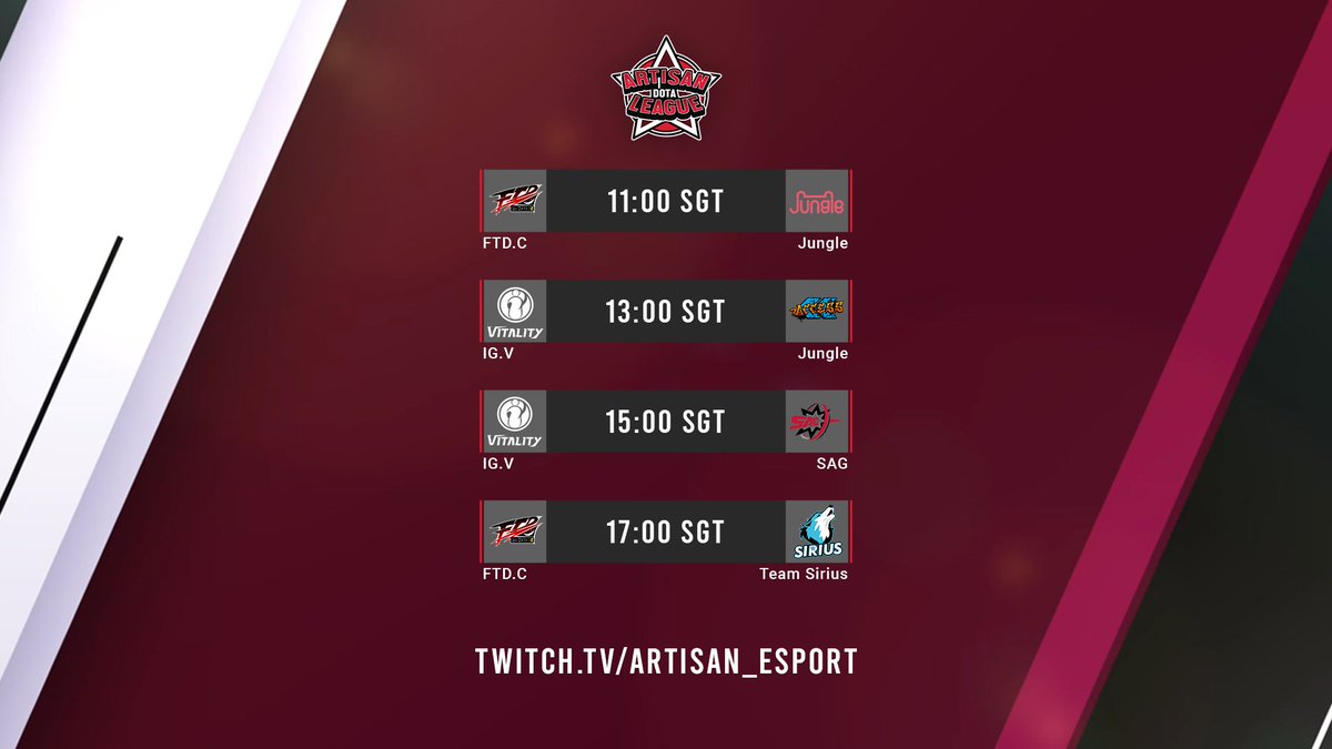thundermedialtd's tweet photo. Day #17 of Artisan Dota League with only Chinese division on the schedule:

11:00 SGT - 🇨🇳 FTDC vs. 🇨🇳 Jungle
13:00 SGT - 🇨🇳 IG.V vs. 🇨🇳 Jungle
15:00 SGT - 🇨🇳 IG.V vs. 🇨🇳 SAG
17:00 SGT - 🇨🇳 FTDC vs. 🇨🇳 Sirius

Tune in to https://t.co/9eWh7otJVU and watch Chinese dota2 action! https://t.co/ecyYPTOyli