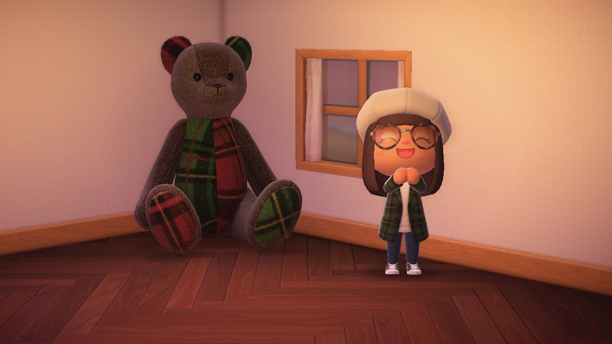 chestnutACNH's tweet photo. my gf did a mini photoshoot with the bear i gave her lol https://t.co/td1JsIS1la