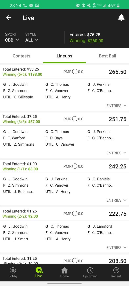 CheatCodeFS's tweet photo. Cheat Code members destroyed College Sports today. Another takedown! This one in #CBB dfs 
What are you waiting for? Join our slack today for FREE: https://t.co/gphXYh7UVG
We cover every sport! 
@okiecowpoke14 @TheCodyHarvey #CFB #PGA #MLB #NFL #NHL #NBA #NASCAR #MMA https://t.co/q3QHCLei2r