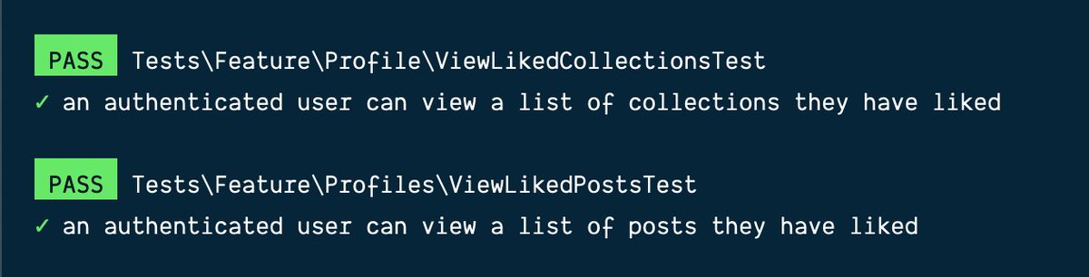  Day 57: View Liked Content View Posts you've liked View Collections you've likedWorked on getting the backend tests and structure in place for these two features. I have a few more tests to write tomorrow. This gives me a great starting point.