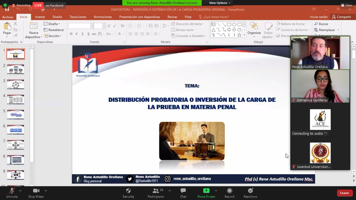 Escuelaug's tweet photo. Total éxito en el conversatorio académico con el tema "La distribución de la carga probatoria"

Agradecemos al Dr. @Rastudillo1971 "Dr. Rene Astudillo Orellana", por su gran ponencia y gran profesionalismo en el conversatorio

Colaboradores: @DerechoJuventud Y @AceFraternidad https://t.co/ENaNG3p8yL