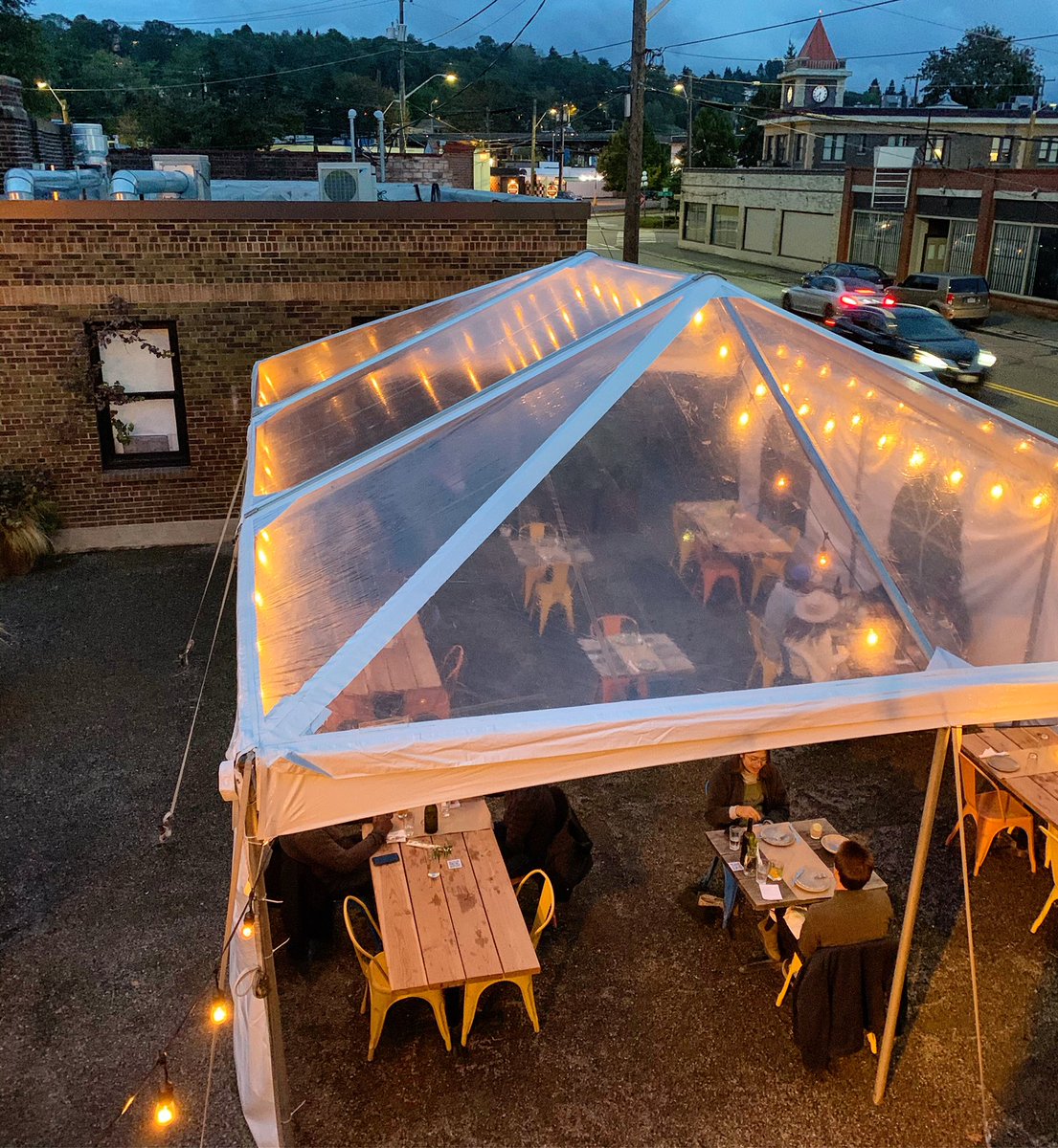 “The food was delicious and the service was very friendly. Don't be afraid of cold or rain, the heated and covered patio was very cozy and created a lovely atmosphere! We will definitely be coming back all winter long :)” — Isaiah G. 

outdoor dining w/heaters &amp; takeout til 9pm