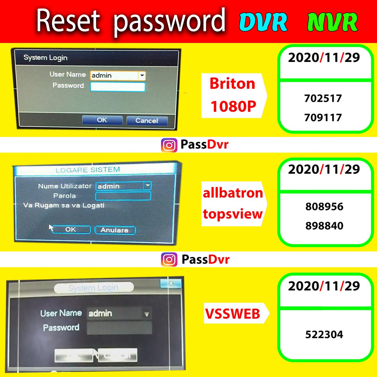Send me a message to get the password of other dates or other models directly
#dvr #nvr #password
#superpassword #reset #reset_password #resetpassword
#security #system #security_system #camera #cctv #cctvcamera #cctv_camera #hikvision #dahua #ip #ipcamera #cctvcamera #bms https://t.co/AFrGTrrlY8
