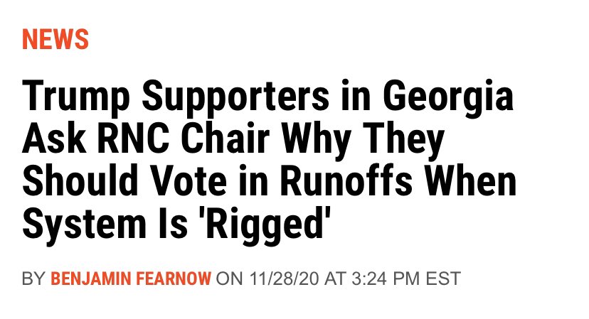 Imagine if all the election fraud nonsense Republicans are being force-fed leads to them growing disillusioned with voting and their turnout plummets in future elections https://t.co/zfEUl3JrIm