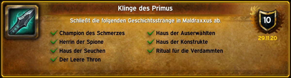 Daveius's tweet image. Ich habe gerade den Erfolg "[Klinge des Primus]" bekommen! #Warcraft