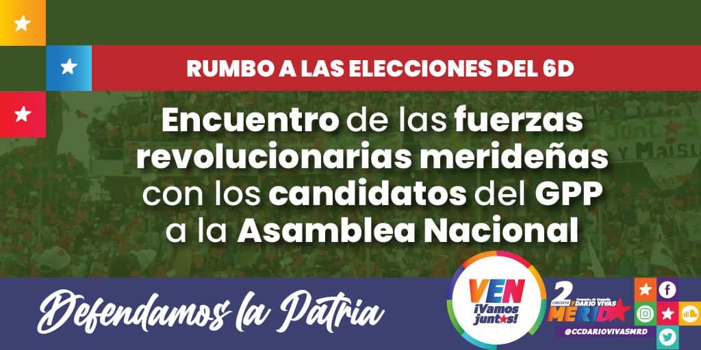 CCDarioVivasMRD's tweet photo. #Noticia 🗞️ Diosdado Cabello: Volveremos a la Asamblea Nacional de la mano del pueblo con Bolívar y Chávez https://t.co/MIcoYCitPM
#VotoGarantiaDePaz #MeridaConDiosdado #MeridaVota6D
#Circuito2DeMerida #28Nov https://t.co/zcKqD06J9E