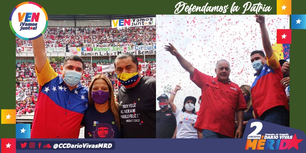 CCDarioVivasMRD's tweet photo. #Noticia 🗞️ Diosdado Cabello: Volveremos a la Asamblea Nacional de la mano del pueblo con Bolívar y Chávez https://t.co/MIcoYCitPM
#VotoGarantiaDePaz #MeridaConDiosdado #MeridaVota6D
#Circuito2DeMerida #28Nov https://t.co/zcKqD06J9E