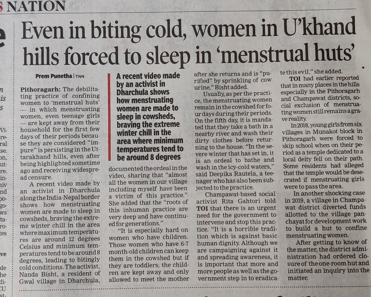 ImShaliniS's tweet photo. #menstruation #inhumanpractice @HMOIndia This is totally unacceptable. Are we going back in dark ages. This needs to be stopped.
#WomenSupportingWomen https://t.co/JhcC3TC7Vn