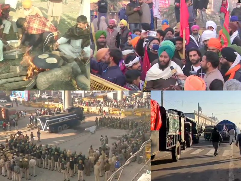 LoveFatehpur's tweet photo. #KisanProtest 
Despite heavy security deployment, groups of farmers from Punjab and Haryana (India) managed to reach near two Delhi borders on Friday morning after breaking police barricades in Haryana as part of their protest march against the Centre’s farm laws. https://t.co/BUml84vk3h