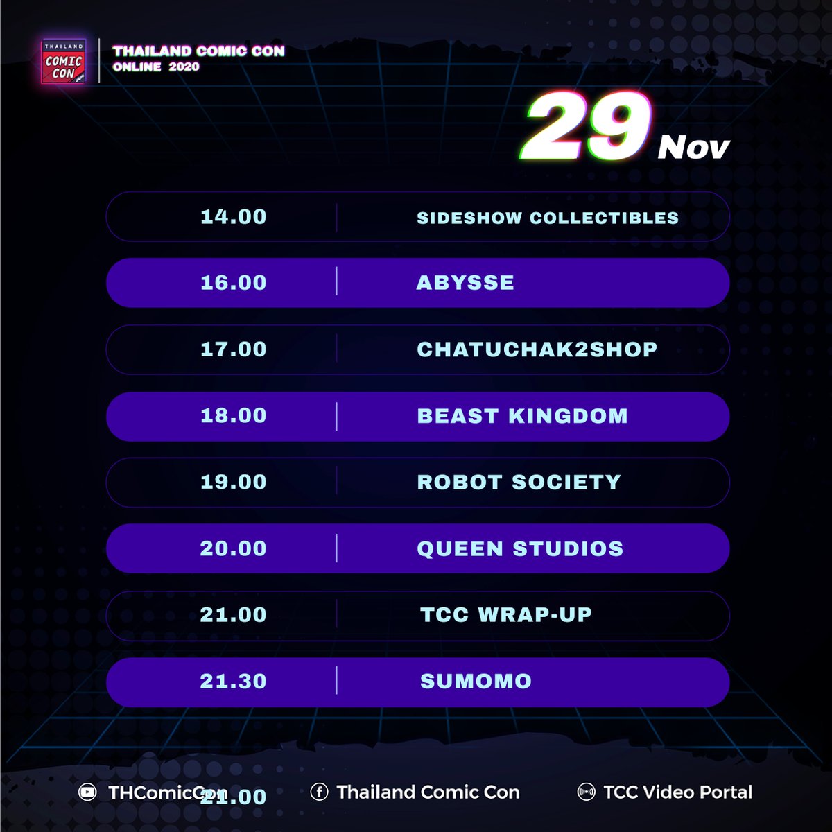 📣ตารางไลฟ์วันที่ 4📣

📍พบกับ Sideshow Collectibles, Abysse, Chatuchak2shop, Beast Kingdom, ROBOT SOCIETY, Queen Studios

🌟คลิปสัมภาษณ์จาก 'Sumomo'

👉รับชมได้พร้อมกันที่นี่
Facebook: Thailand Comic Con
Youtube: THComicCon
Video Portal: frogplus.tv/tcconline2020 

#TCCONLINE2020