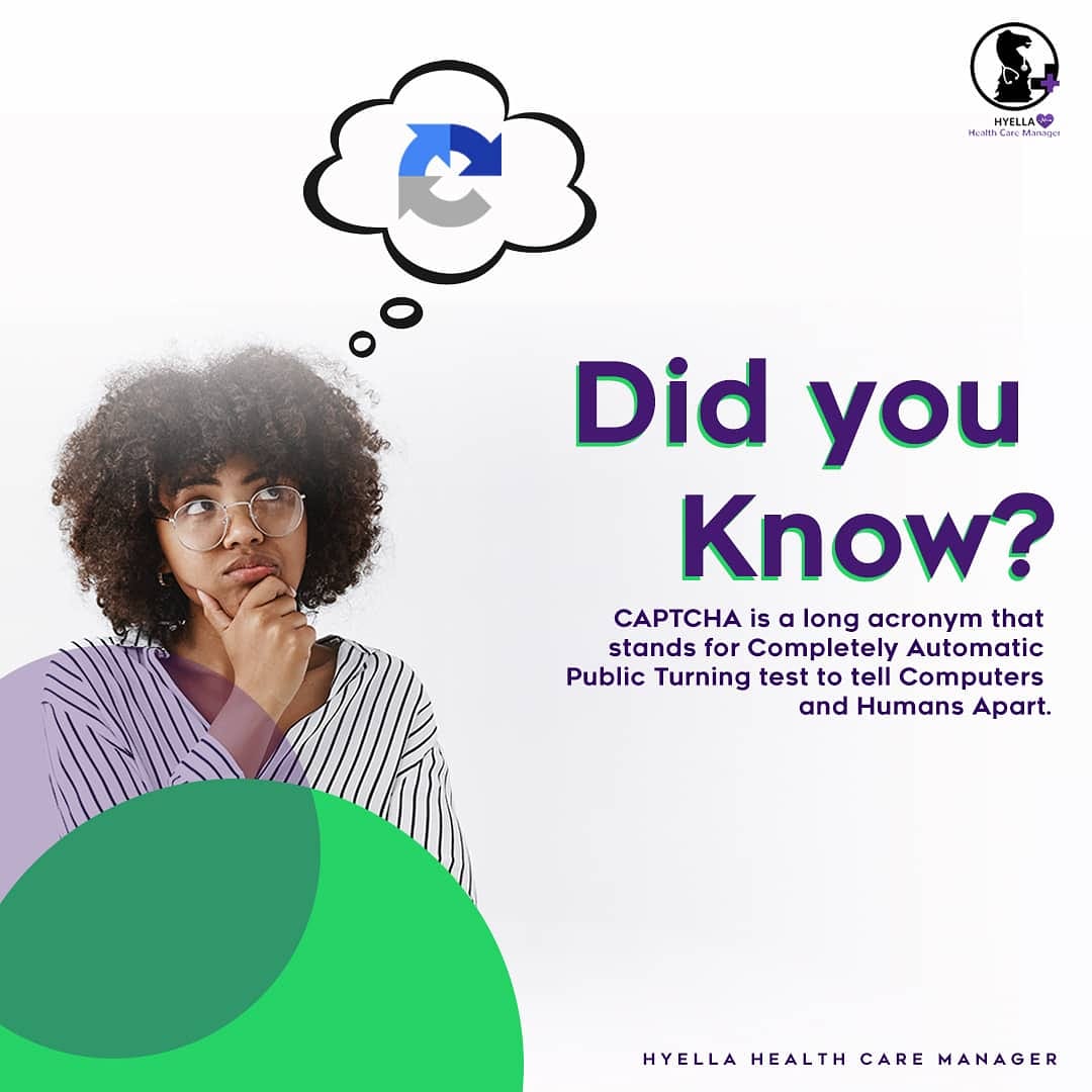 hyella_ehr's tweet photo. It's fun fact Tuesday today!
Now you know what CAPTCHA stands for.
#health #Healthcare #AbujaHospitals #Hospital #Abujadoctors #Healthtech #HyellaEMR #EMR #EHR #HMIS #medical #doctors #funfacts https://t.co/NiQckFQhdf