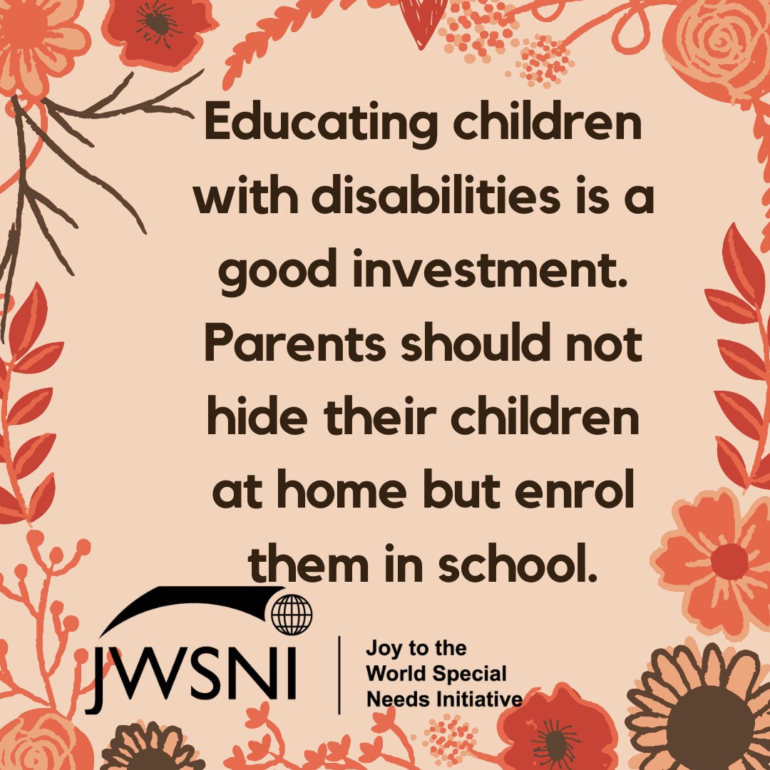 Educating a child with disability is a good investment. For more information, send us an email on jwsni2020@gmail.com.
#inclusion #disabilityawareness #education #educationmatters #educationforall #AbilityInDisability #investment