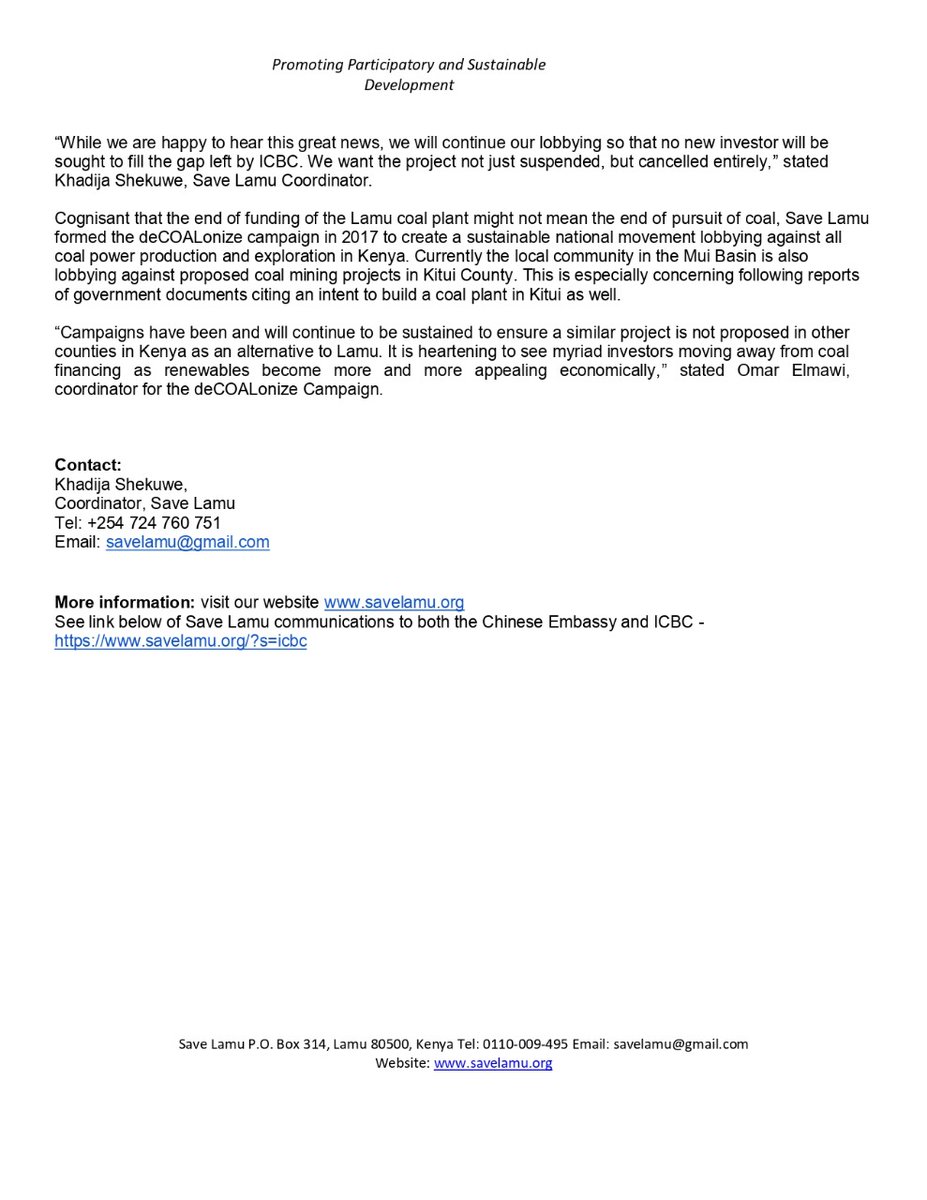 kean_Intl's tweet image. buff.ly/3f6mwU0
See what speaking up and persistence does?
Thanks to all organizations, banks and other partners that have pulled out of the Coal in Lame Project.  
#Ecofriendlyprojects #CoalFreeKenya #Lamu  #deCOALonize