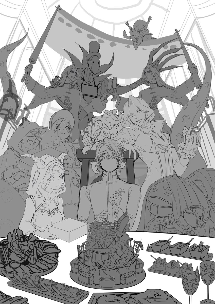 線画はそっと添えるだけ…
#第五人格イラスト  
#皆さん線画と塗った後を見せてください 