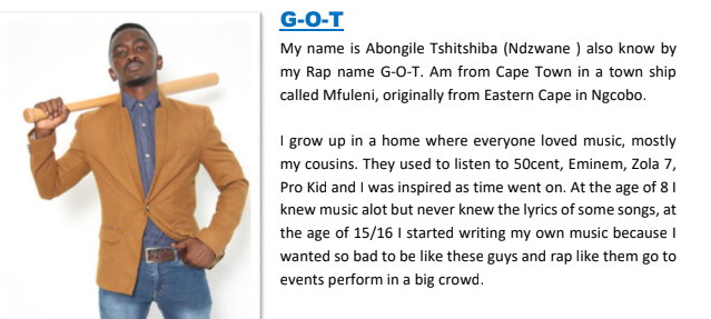 GOOOD MORNING WOOORLD FROM THE MORNING CRUISE TEAM!!! We'll be speaking to Abongile aka G-O-T on <a href="/Bushradio/">Bush Radio 89.5 FM</a> 89.5FM with <a href="/KhusiVuka/">Mkuseli Veto</a> on the <a href="/mc895fm/">The Morning Cruise</a> at 11:15 on the 17th of November 2020.