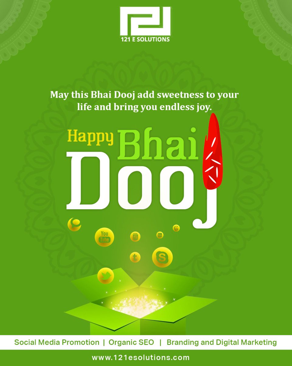121egreetings's tweet image. Bhai Dooj is festival of prayers from sister to brother, brother’s protection for her sister. May this year we all celebrate it with even more love and protection for our sisters and brothers. 
#121esolutions #digitalmarketing #seo #121egreetings #socialmediapromotions