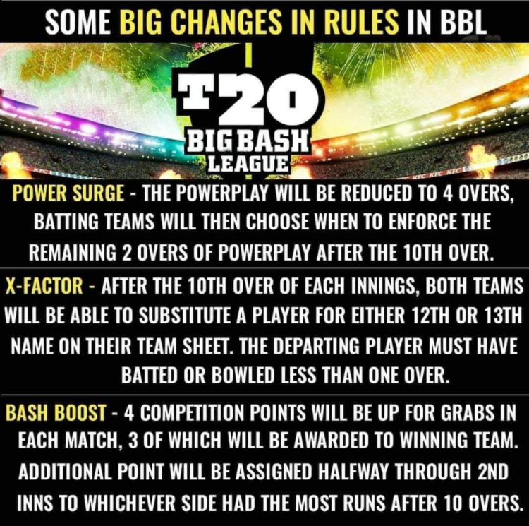 FanAboard's tweet photo. Big Bash has got some interesting rules in place! 

Power Surge, X-Factor and Bash Boost.

What do you think of these rules?

#BigBash #PowerSurge #XFactor #BashBoost https://t.co/GlqC2W0nGm