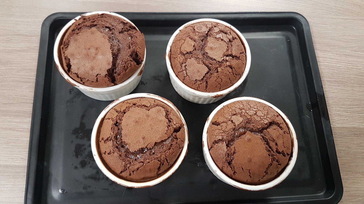 PlayAtHomeMama's tweet photo. First attempt at chocolate fondants for this young man in the #OTCafe @HolmewoodSchool .  Mr Ali can confirm they were a success 😋 https://t.co/OAJfmglhVr