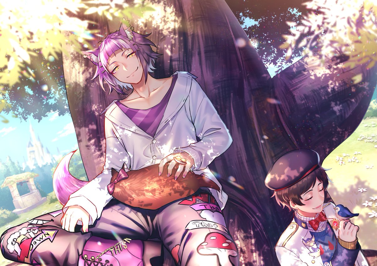 #皆さん線画と塗った後を見せてください 

チェーニャくんとネージュくんのやつで
背景の線画が面倒で描いてないのばれる… 
