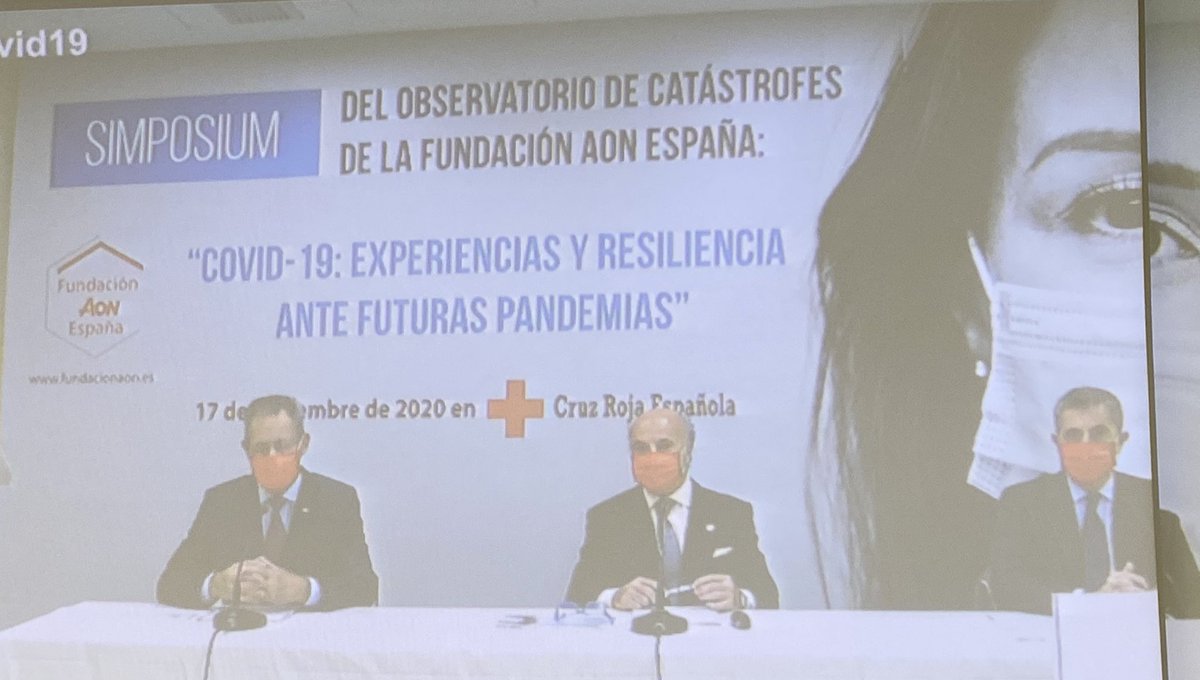 carmlarramendi's tweet photo. Acto inaugural “Observatorio de Catástrofes” 2020 : #SimposiumCovid19 organizado por @FundacionAON en sede @CruzRojaEsp con #JavierSenent, su Presidente, #LeonardoMarcos, Director General de @proteccioncivil y el Director del Observatorio de Catástrofes @pedro_tomey https://t.co/yHkI11SuMz