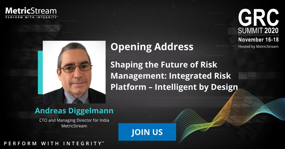 MetricStream's tweet photo. Kicking off day 2 of the MetricStream #GRCSummit 2020 with an opening keynote on by Andreas Diggelmann, CTO & MD, MetricStream! Join us live! https://t.co/VSGD9l6HWX
#governance #risk #audit #compliace #itgrc #cybersecurity #GRC #innovation #crisismanagement https://t.co/jXYhB2bsda
