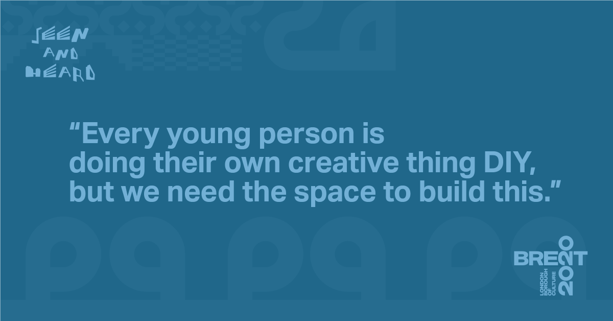 Text reads: 'Every young person is doing their own creative thing DIY, but we need the space to build this.'