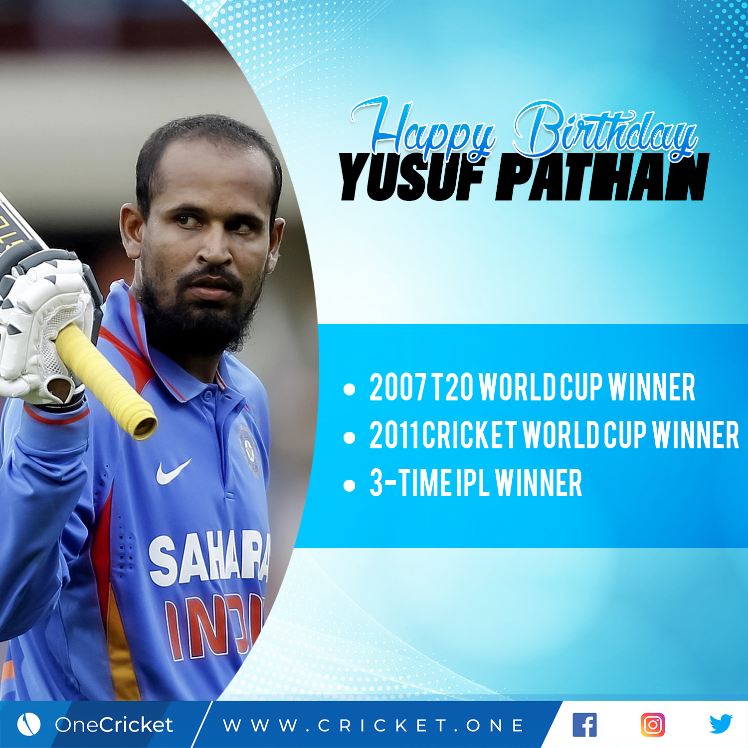 Happy birthday to one of the big hitters of his time - Yusuf Pathan!   