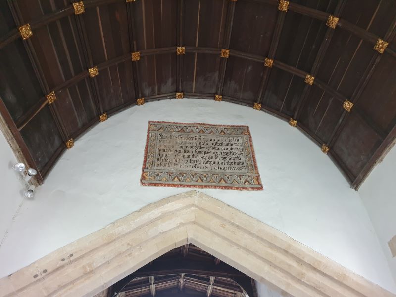 Ashbee also redid the chancel ceiling, 1908, and, after his first daughter was born in 1911, he donated this wonderful chandelier by the Guild - sadly no longer at the church, now  @courtbarnmuseum, on display (after lockdown...). Image:  @CCT, who manage the church...