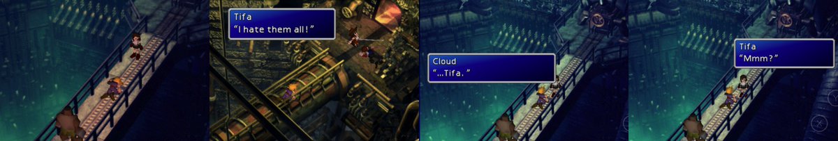 In OG at reactor 5,Cloud has only 1 flashback of young Tifa finding her dad d3ad. In FF7R Cloud has 2 flashbacks: that one & another one before the Airbuster, where we hear a DIFFERENT Cloud's voice talk, subtitles italicized, indicating it is Real!Cloud talking not SOLDIER!Cloud