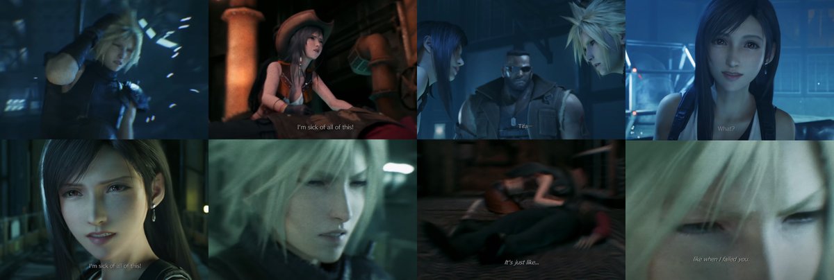 In OG at reactor 5,Cloud has only 1 flashback of young Tifa finding her dad d3ad. In FF7R Cloud has 2 flashbacks: that one & another one before the Airbuster, where we hear a DIFFERENT Cloud's voice talk, subtitles italicized, indicating it is Real!Cloud talking not SOLDIER!Cloud