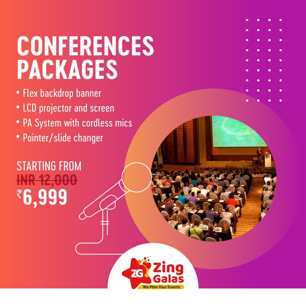 zinggalas's tweet photo. Do you have the responsibility to organize a conference for your company? Sit back and relax when we are here to help you! Visit https://t.co/o578MAEDBp and explore our conference packages starting from INR 6999 only

#ZingGalas #PartyHaqSe #EventManagement #Wedding #Birthday https://t.co/Qwk0dVPr0Z