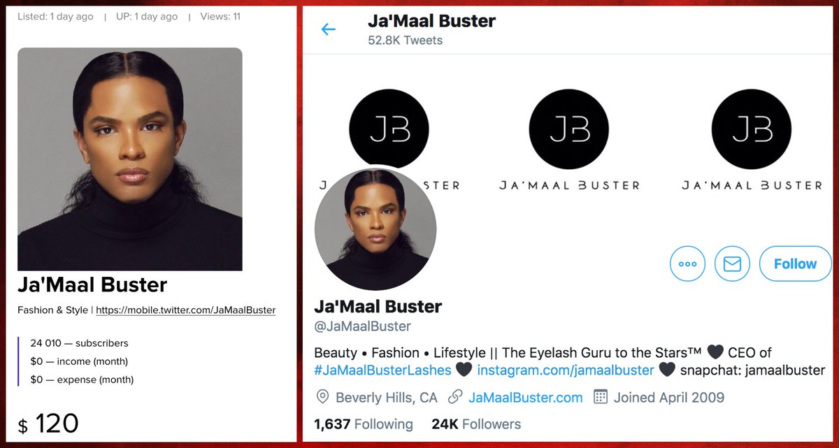 If you've got $120 that you're itching to blow on something utterly pointless like a Twitter account with thousands of batch-created fake followers, you could snag  @JaMaalBuster (permanent ID 31936005). We can think of tons of more fun ways to waste money, but to each their own.