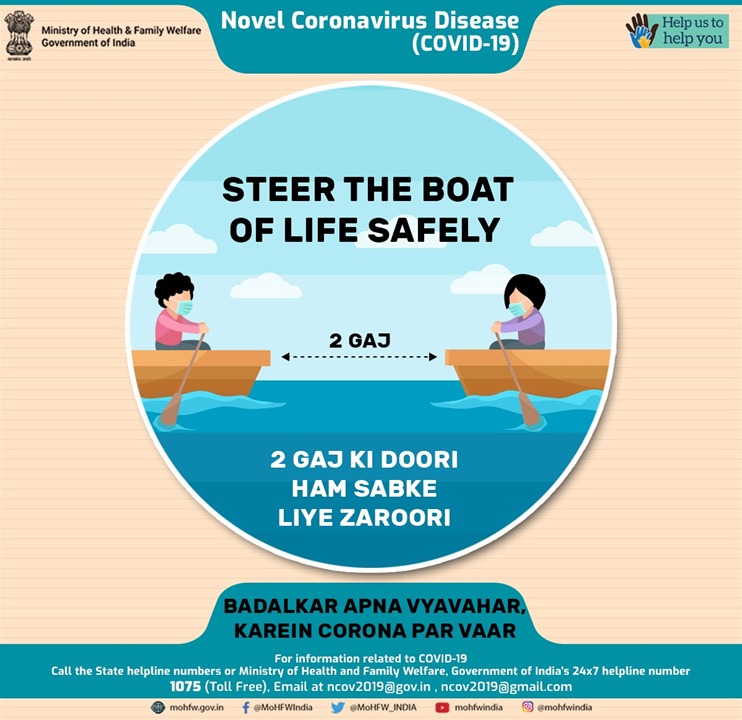 SpokespersonMoD's tweet image. 2 Gaj Ki Doori Ham Sabke Liye Zaroori. Follow #AppropriateBehaviour and keep #COVID19 at bay.  #JanAndolan #IndiaFightsCorona #Unite2FightCorona