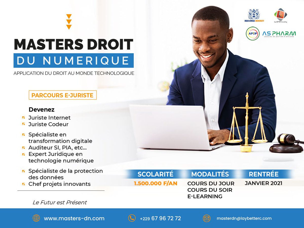 dn_master's tweet photo. Les offres de formations classiques vous transmettent-elles un véritable savoir-faire?
Optez pour les #MastersDN #Ejuriste et changez l'histoire de votre débouché professionnel! Créez un impact immédiat sur votre carrière! Devenez E-juriste!
#BJMastersDN #FuturJuriste #Ejuriste https://t.co/rWN46MdO4c