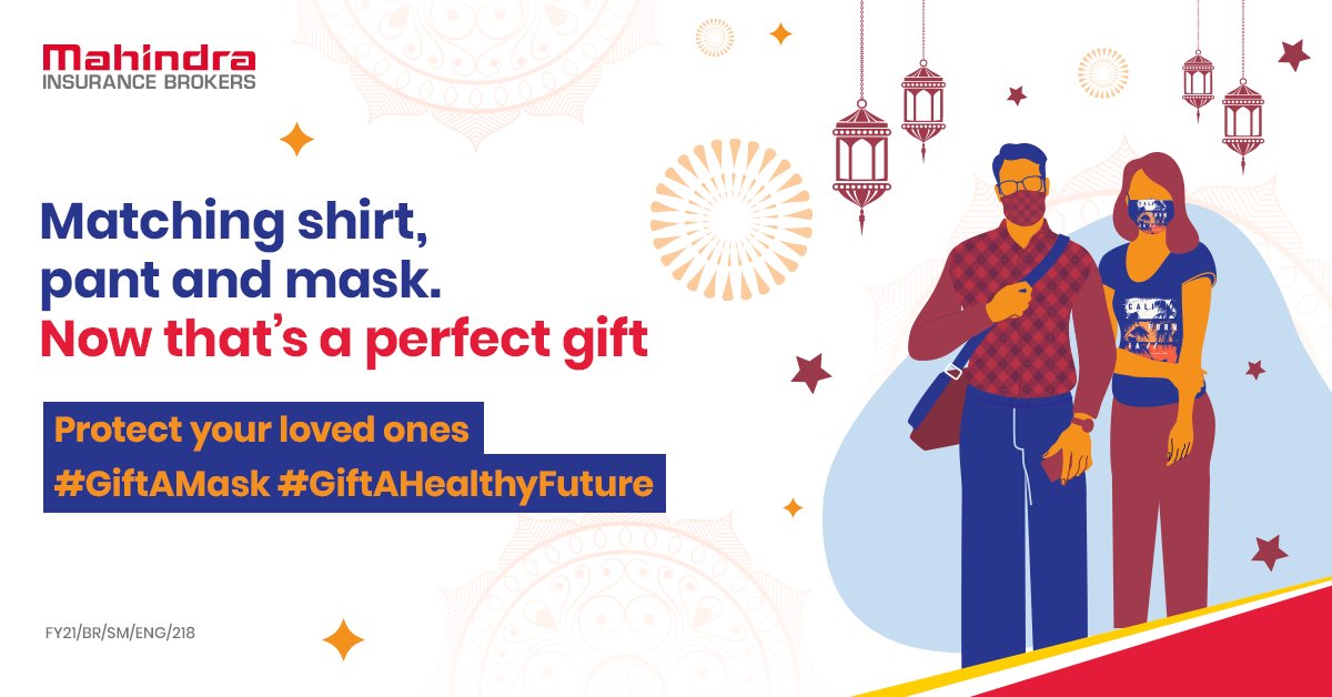 mahindra_insure's tweet photo. Gifting apparels to your loved ones to make them happy? Why not add a matching mask to keep them healthy?
#GiftAMask #GiftAnInsurance #Health
#GiftASecureFuture #Insurance #Future #Mask #Safety #Gift https://t.co/49uNVT4Hku