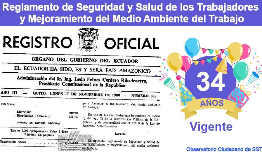 EcuadorSst's tweet photo. #observatorioSST │🎉34 años se cumplen sin condiciones laborales seguras y saludables se cuenta:
✅15 Presidentes 1986 hasta 2020
✅3 Constituciones 1979 1998 2008
✅151,435 Accidentes Laborales
✅33,325 Trabajadores desmembrados
➡️Es URGENTE actualizar la legislación en SST⬅️ https://t.co/kWjF7yfnE7