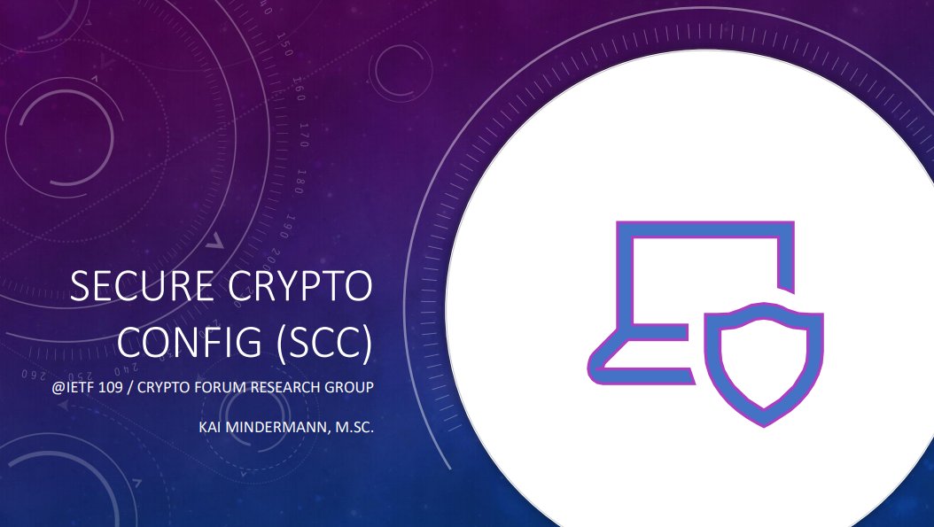 pEpFoundation's tweet photo. Internet Research Task Force:

#CryptoForum Research Group (#CFRG) on #SecureCryptoConfig to make sure secure secure defaults are chosen when using cryptography; to be published every two years in machine-readable format. https://t.co/lz9ftGzruD

#IRTF #IETF #IETF109 #SCC https://t.co/Pm4eEn9tCH