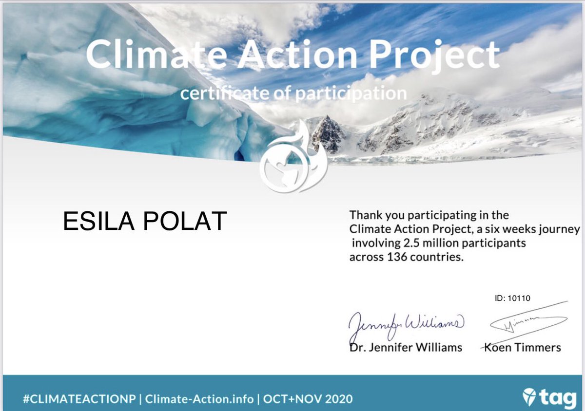 #ClimateActionProject
@takeactionedu

#ClimateActionP

6 hafta süren İklim Eylemi Projesine katıldığım için