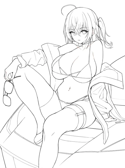 #皆さん線画と塗った後を見せてください 
楽しく描いたものです。 