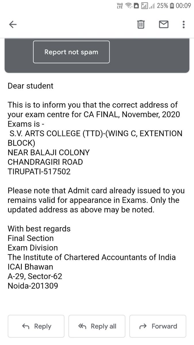 Saiteja__'s tweet photo. @rahuljaipur01 @CAVikramBiyani @ajain_aca @CACSCMARajat @AniketTalati @kdhiraj123 @JainSfm @nidhiindiatv @LicypriyaK This change in address was not notified in notification it does mean that there is no change in address? Which is correct? Icai website? Or mail from icai? too much of uncertainty @ajain_aca 

#Icai #icaiexams 
#ICAI_DENIES_JUSTICE 
#icaiexamspostponement https://t.co/GFoBVMEgM0