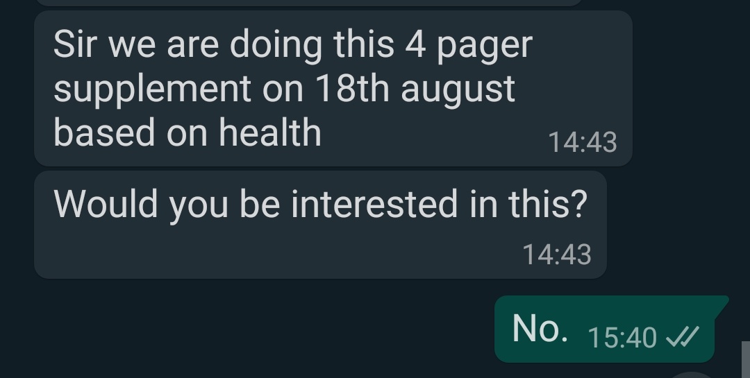 Some WhatsApp chats from one of the Times of India employee