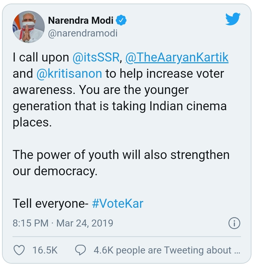 WordsOfShree's tweet photo. .@PMOIndia 
.@narendramodi ji
You urged Sushant Singh Rajput to encourage voters for #VoteKar campaign cz you knew he was youth icon.
He was sitting right there in swearing in ceremony!
With due respect I am asking, Isn't it Center's duty to get him justice?
#PMEnsure302InSSRCase https://t.co/4cY7GSu7tO